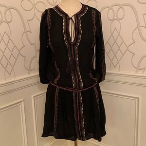 American Thread Boho Style Black Embroidered Dress